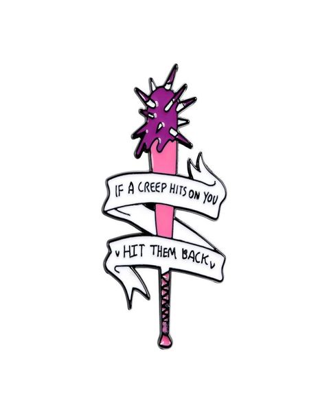 

fight like a girl enamel pins custom lipstick gun magic wand brooches lapel brooch pin shirt bag pink badges feminist jewelry gift7394377, Gray
