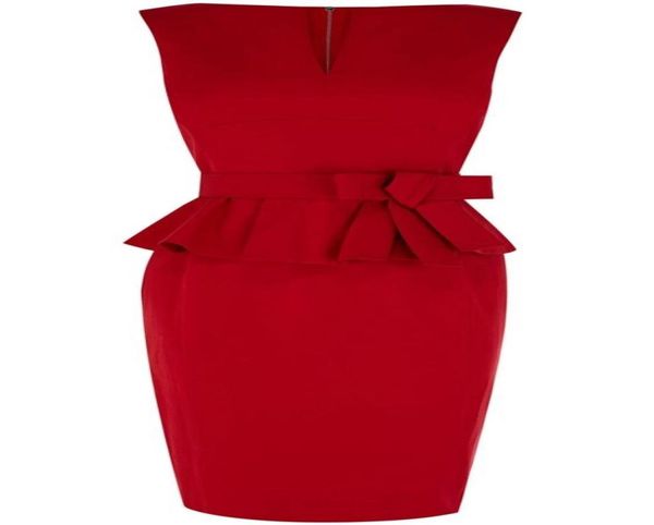 

setwell red vneck sheath evening dress cap sleeves short length pleated peplum prom gown with belt3512614, Black;red