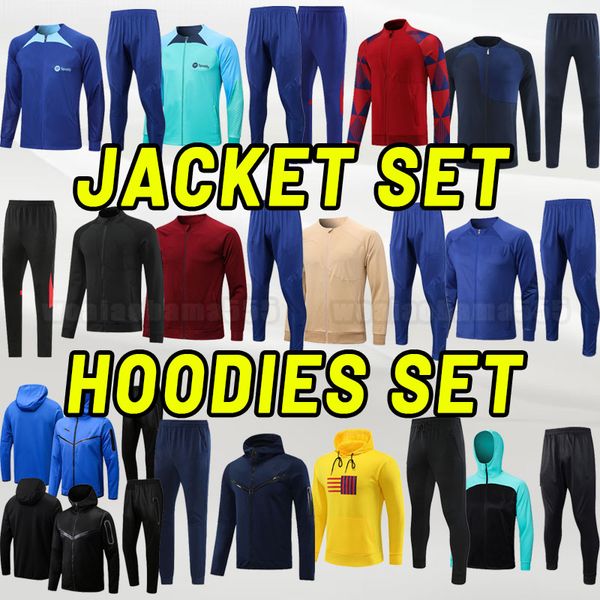 

tracksuit jacket hoodie set soccer tracksuits ansu fati football 23 24 pedri adama ferran 2023 2024 f. de jong dest long sleeve pants lewand, Black