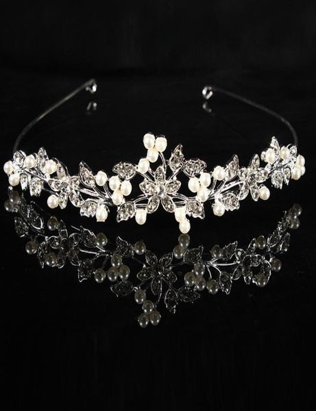 

2020 new trendy wedding bridal prom party princess pearl crystal flower hair band tiara headband jewelry accessories7578479, Silver