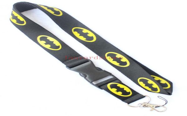 

10pcslot justice league batman lanyard for mp34 cell phone key chain black lanyards whole9020216