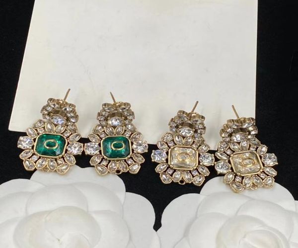 

luxury g letters designer brand stud earrings retro vintage copper colorful crystal stone ear rings jewelry for women wedding part6181834, Golden;silver