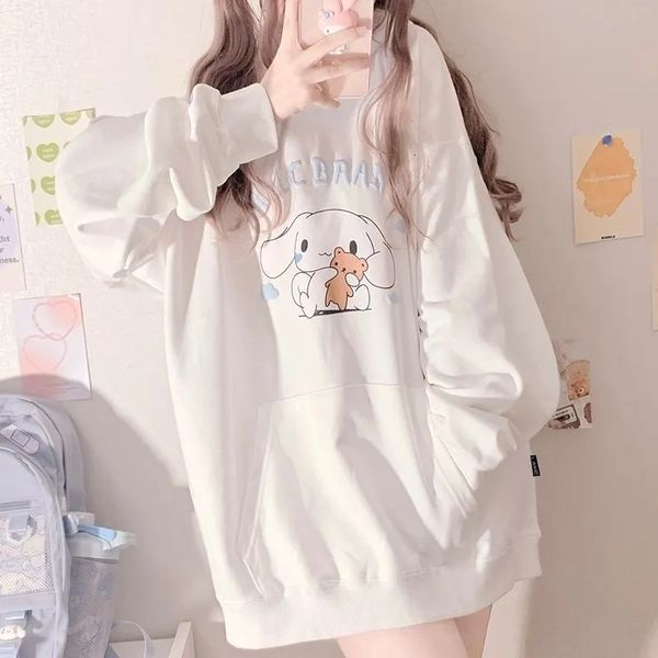 

women's hoodies sweatshirts long sleeve anime kawaii hoodie girl clothes spring autumn female loose harajuku woman sweet cute graphic 2, Black