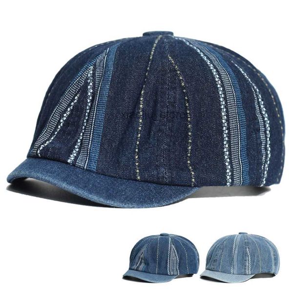 

newsboy hats denim newsboy caps casual outdoor retro beret hats octagonal hat fashion solid flat caps gatsby driving cabbie cap hkd230718, Blue;gray