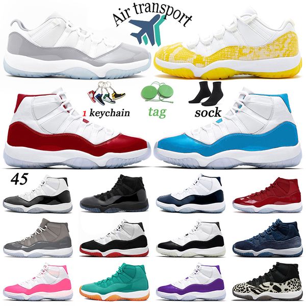 

jumpman 11 classic basketball shoes cherry 11s midnight navy cool grey sneakers men trainers concord space jam yellow snakeskin university b
