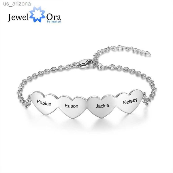 

jewelora customized 2-5 hearts charm bracelets for women stainless steel personalized engraved bracelets custom jewelry gifts l230620, Golden;silver