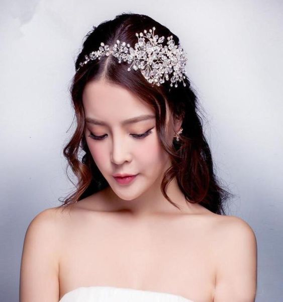 

2019 wedding dresses hair accessories korea shining bridal crystal veil faux pearls tiara crown headband hair accessories for part2567481, Silver