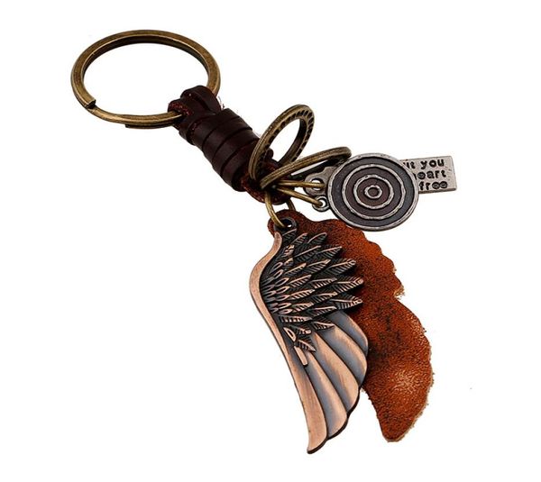 

whole fashion jewelry key chains wings alloy key buckles vintage leather men039s personality casual punk key buckle k0016833247, Slivery;golden