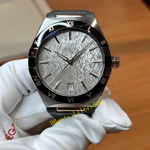 

men watch 41mm coaxial 131 23 41 21 06 001 watches miyota 8900 automatic mens watch two tone rose gold precision steel case leather strap, Slivery;brown