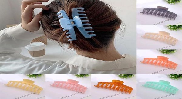 

korean solid large size hair claws acrylic hairpins barrettes crabs hair clips headwear for women girls hair accessories9205477, Slivery;golden