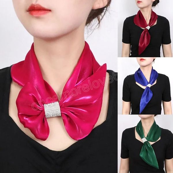 

fashion women silk scarf rhinestone cross false collar shawl summer thin long satin sunscreen neck guard scarf turban, Blue;gray