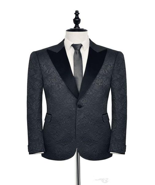 

2020 new and fine embossing groomsmen peak lapel groom tuxedos men suits weddingpromdinner man blazer jacketpantst2887841, Black;gray