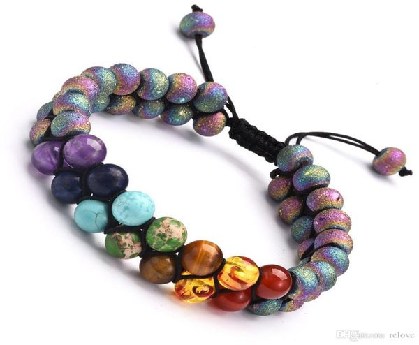 

chakra bracelet men colorful lava agate stone healing balance beads bracelet buddha prayer natural stone yoga bracelet for women m6283462, Black