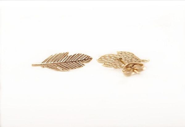 

10pcs fashion leaf stud earrings 18k gold silver and rose plated earrings whole6417118, Golden;silver