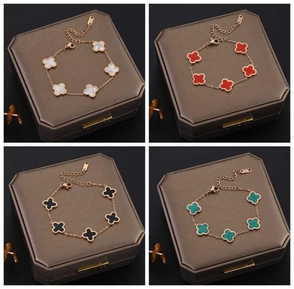 

charm bracelets fashion design colorful clover charm bracelet 18k rose gold stainless steel jewelry for gift6591347, Golden;silver