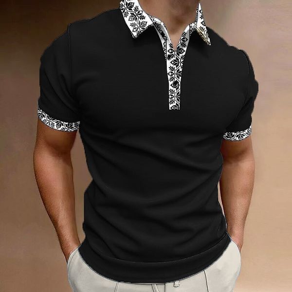 

men's polos fashion men's polo shirt 3d solid color printed loose oversized shirt men clothing summer casual short sleeved daily s, White;black