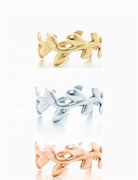 

cluster rings 2021 tif s925 sterling silver fashion olive leaf women039s ring luxury simple ring classic water drop1179276, Golden;silver