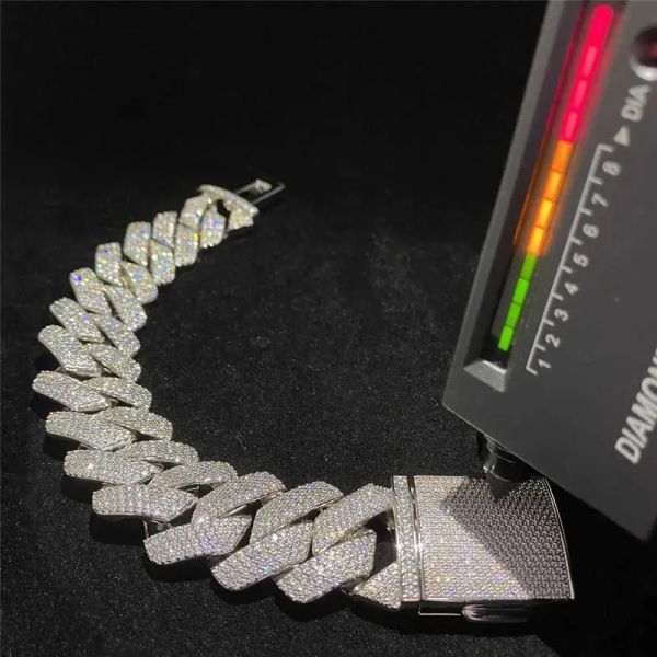 

custom 26mm width moissanite cuban bracelet iced out bling diamond cuban link chain 925 sterling silver miami cuban chain