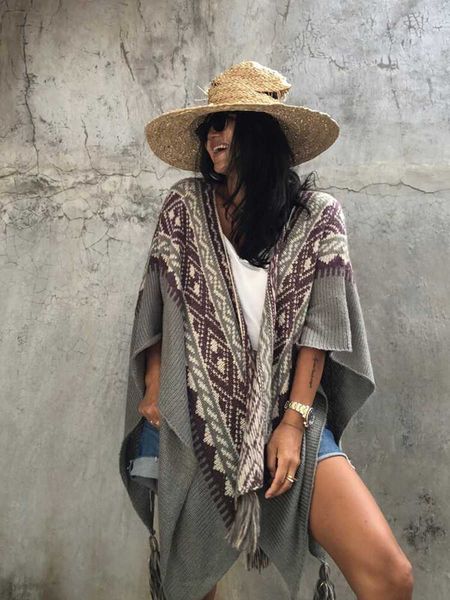 

women's sweaters fitshinling bohemian fringe poncho women clothing knitwear overcoat ethnic vintage cape sweater cardigan female coat o, White;black