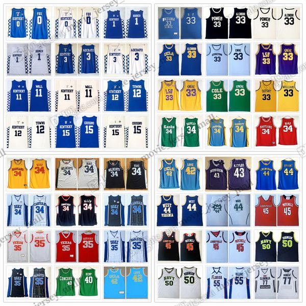 

ncaa college basketball wears all team high school iverson williams durant young walton anthony bird ingram rose chamberlain sabonis stitche, Black