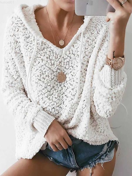 

women's sweaters fitshinling womens sweaters 2022 winter fashion korean style white pullovers knitwear jumpers solid hooded knitted swe, White;black