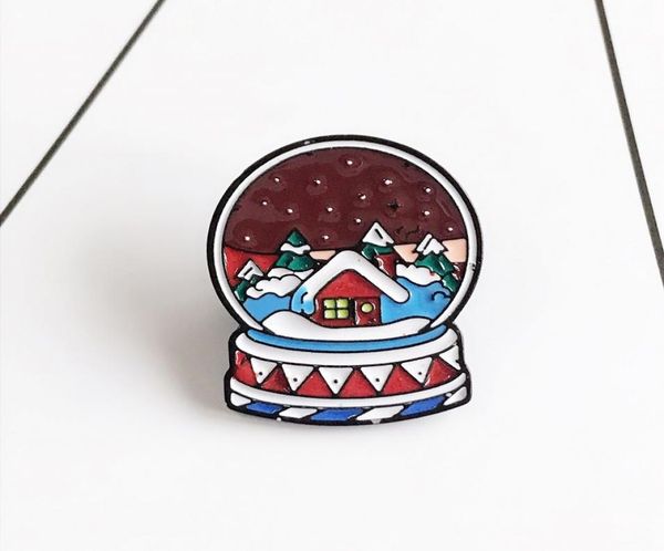 

cartoon crystal ball brooch for women creative colored snow scene skirt bag badge enamel pin brooches jewelry princess gifts4991723, Gray