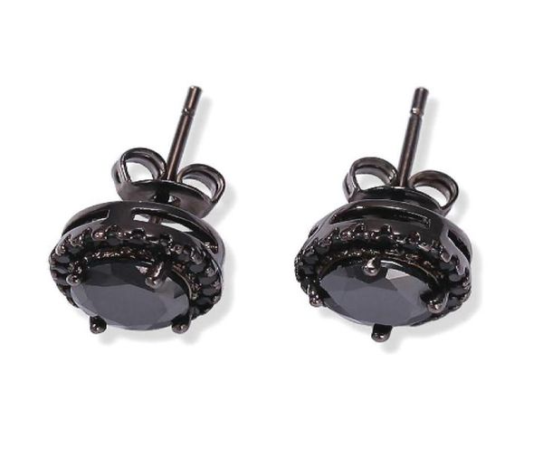 

new fashion white gold black cubic zirconia mens and womens stud earrings hip hop round square cz diamond earring studs for couple5813601, Golden;silver