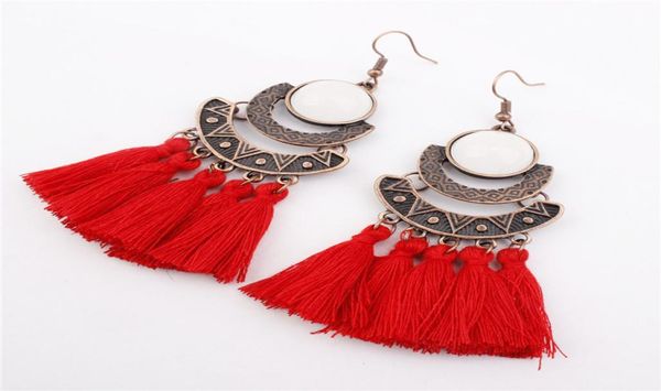 

fringed long earrings european and american fashion exaggerated tassel accessories vintage ethnic personality big earrings5842856, Silver