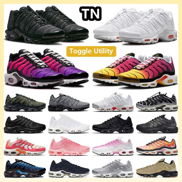 

tn plus running shoes men sneaker toggle utility triple white metallic silver fire ice oreo hyper sky bule rainbow men women trainer sports