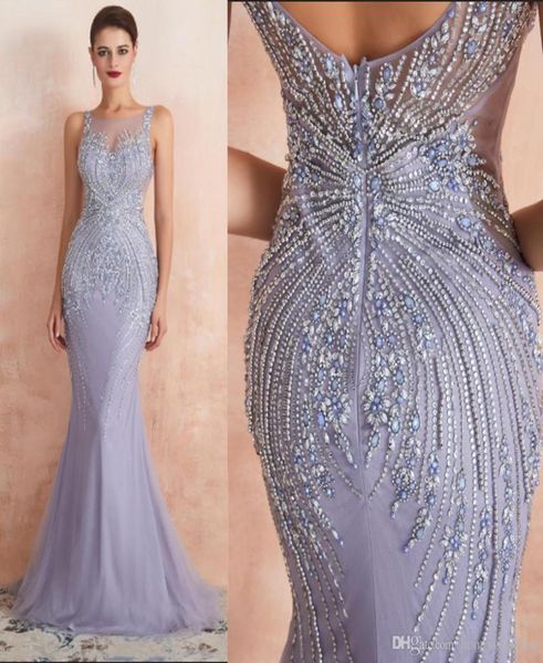 

lavender heavy crystal beaded evening dress 2020 new mermaid long prom dress luxueux scoop special occasion dresses floor length8937686, Black;red