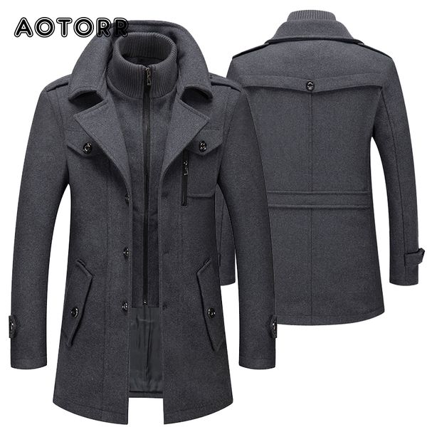 

men s jackets autumn winter men trench coats fashion middle long jacket male double collar zipper coat windbreak woolen overcoat 4xl 230718, Black;brown