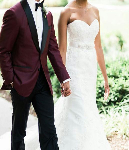 

latest design burgundy men suits wedding man suits black shawl lapel groom tuxedos 2piece coatpantscostume homme slim fit terno7100909, Black;gray