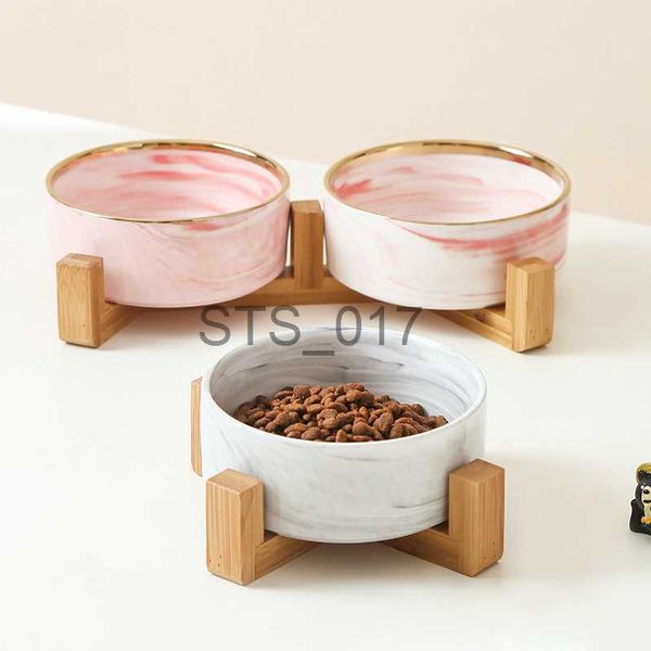Dog Bowls Feeders Other Pet Supplies Ceramic Bowl 1800ML Large Capacity Big Dogs Drinking Eating Cat Double Food Water Feeding with Bamboo Stand x07