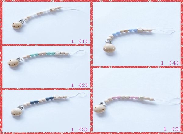 

15pcs silicone and wood baby pacifier clips infant pacifier chain baby soother toddler kids chew toys baby shower gifts ye0267204082