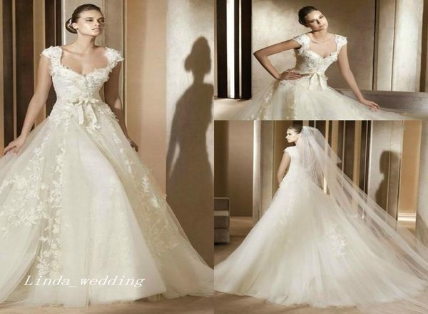

vintage elie saab ivory wedding dresses beautiful a line tulle applique lace women bridal party gowns2836811, White