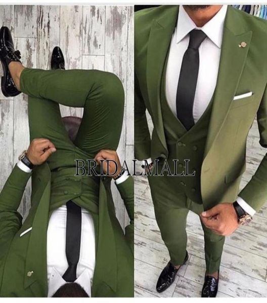 

2019 latest coat pant designs green mens suits slim fit 3 pieces tuxedo groom style suits dinner business costumes prom party blaz8747717, Black;gray