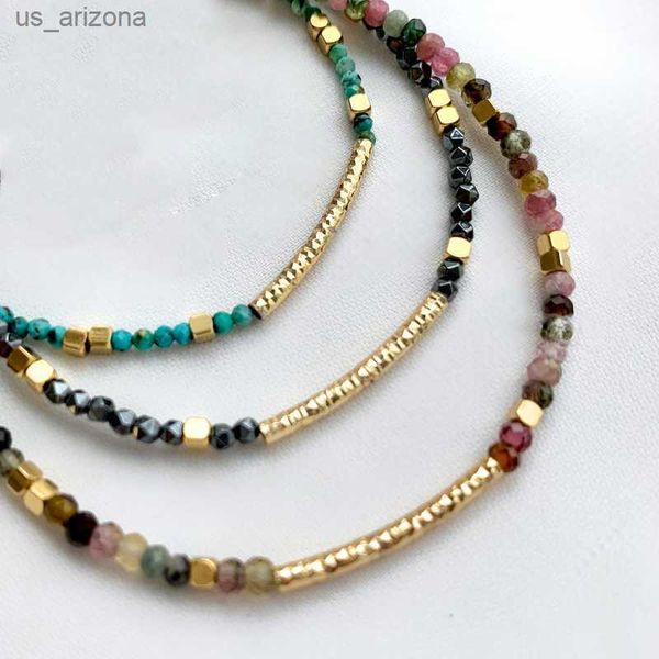 

delicate simple colorful tourmaline agate african turquoise arm accessories handmade gold bead embellishment adjustable bracelet l230620, Golden;silver