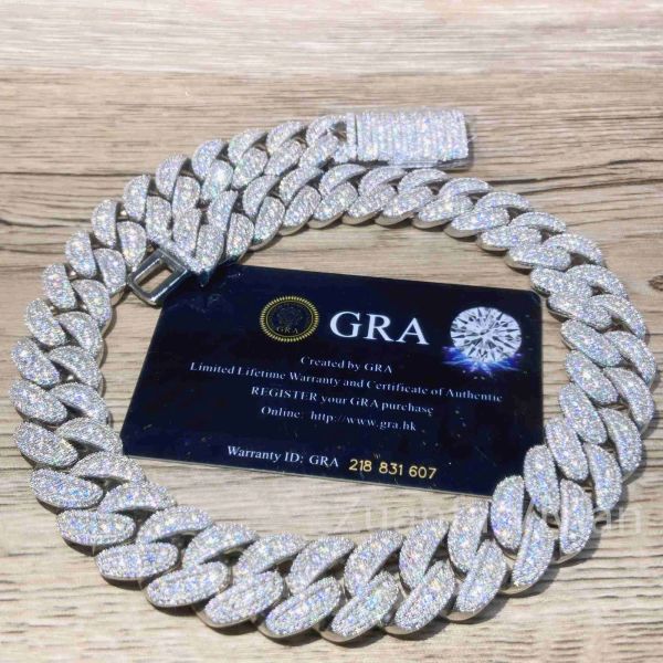 

hip hop jewelry vs moissanite diamond silver 925 cuban chain necklace men icy letter customize necklaces