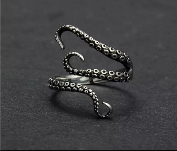 

zinc alloy punk style squid ocs ring 2017 new men039s jewelry animal opened adjustable finger ring for man5797048, Silver
