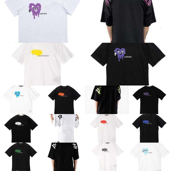

23s men's t shirts tshirt palms palmangel city designer limited inkjet graffiti letter printing women's sailboat short-sleeved cas, White;black