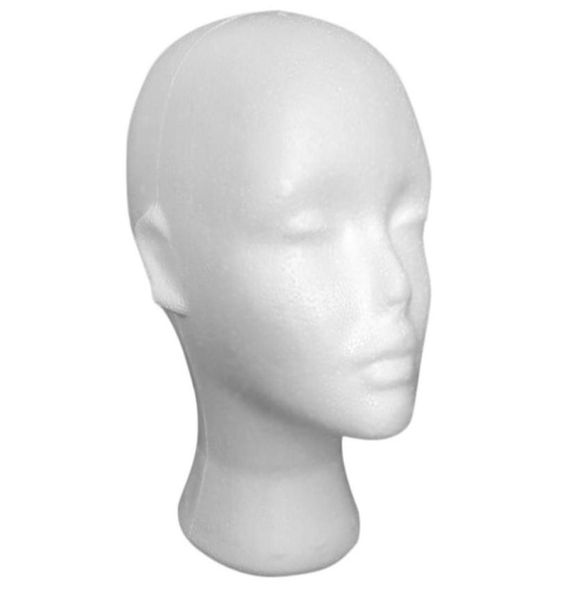

1pcs styrofoam foam mannequin female head model dummy wig glasses hat display stand drop9442526, White