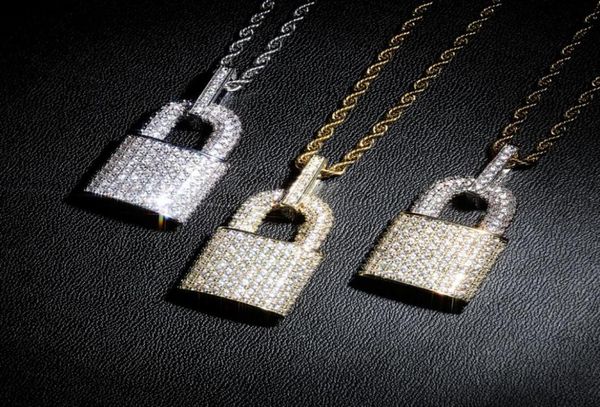 

hip hop gold necklace jewelry fashion mens womens silver iced out lock pendant necklaces3513785