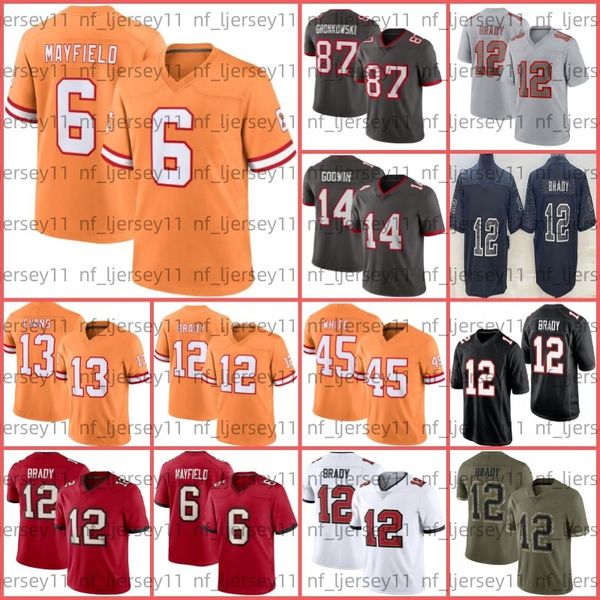 

12 tom brady football jersey 6 baker mayfield mike evans devin white chris godwin kyle trask antoine winfield jr. lavonte david vita vea, Black;red