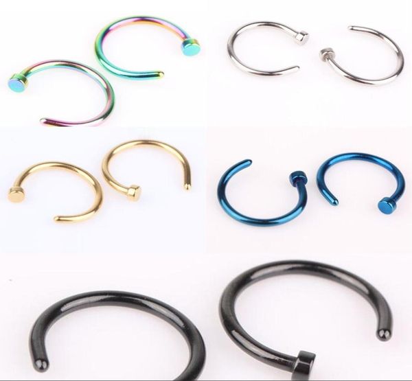 

five colors titanium punk clip on fake piercing body nose ring nose ring for women8053021, Silver