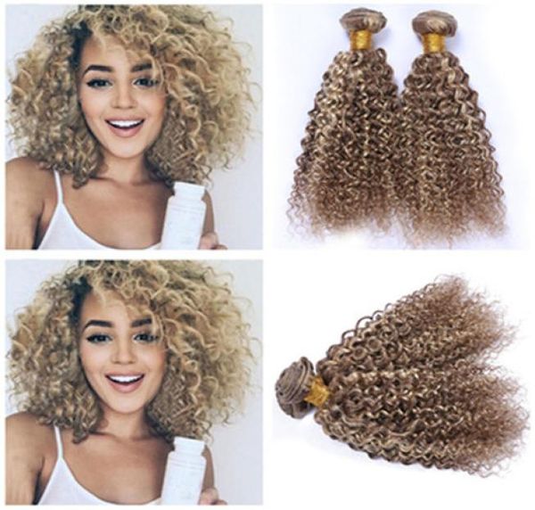 

kinky curly piano 8613 mixed color peruvian human hair bundle deals 3pcs ombre light brown blonde piano mix color virgin hair we6274009, Black;brown