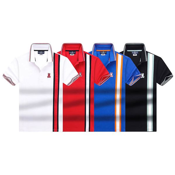 

mens polos stripe designer polo stripe short sleeve crazy psychological rabbit t shirt skull rabbitpolo pattern pure cotton breathable casua, White;black