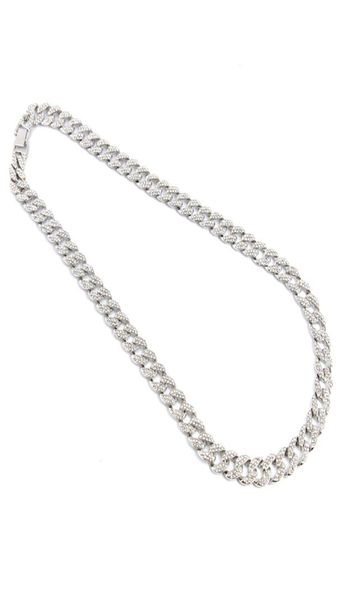 

iced out bling rhinestone crystal finish miami cuban link chain men039s hip hop necklace jewelry 20 24 30 36 inch9645061, Silver