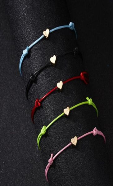 

20pcs europe and america fashionable love heart charm bracelets wax line woven adjustable paper card bracelet ladies jewelry6595129, Golden;silver