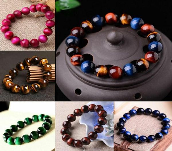

natural multicolor tigers eye round gemstone beads bracelet 75039039 aaa7890176, Black