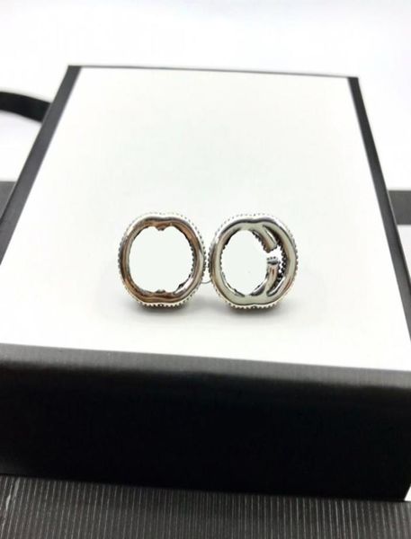 

s925 vintage classic charm stud for women hollow letter black silver earring solid color punk earrings6735148, Golden;silver